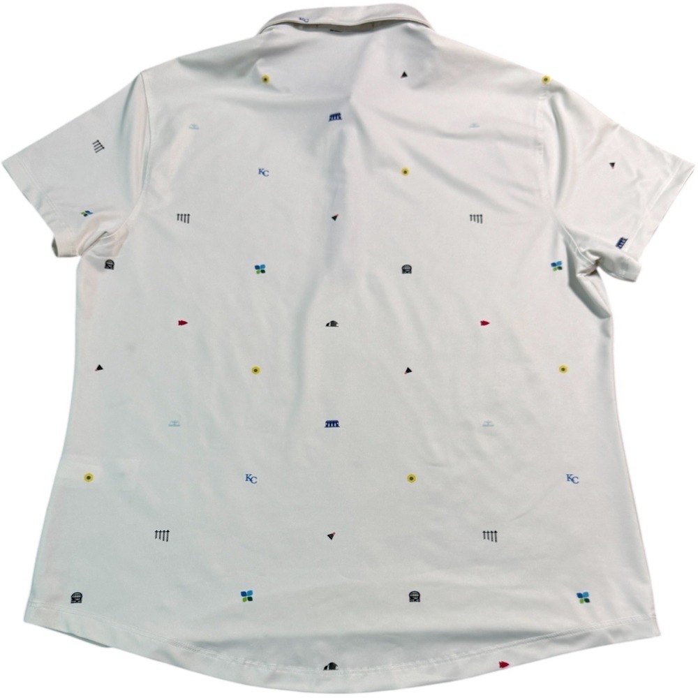 Greyson XL Golf Polo Shirt White Colorful Print Short Sleeve Kansas‎ City Icons - Picture 2 of 7